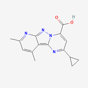 molecular formula C15H14N4O2 B4548407 2-cyclopropyl-8,10-dimethylpyrido[2',3':3,4]pyrazolo[1,5-a]pyrimidine-4-carboxylic acid 