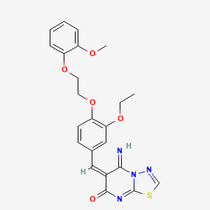 molecular formula C23H22N4O5S B4548409 (6E)-6-[[3-ethoxy-4-[2-(2-methoxyphenoxy)ethoxy]phenyl]methylidene]-5-imino-[1,3,4]thiadiazolo[3,2-a]pyrimidin-7-one 