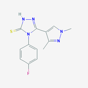 molecular formula C13H12FN5S B454844 5-(1,3-dimethyl-1H-pyrazol-4-yl)-4-(4-fluorophenyl)-4H-1,2,4-triazole-3-thiol 