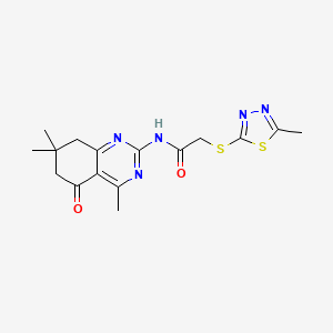 molecular formula C16H19N5O2S2 B4548451 2-[(5-methyl-1,3,4-thiadiazol-2-yl)sulfanyl]-N-(4,7,7-trimethyl-5-oxo-5,6,7,8-tetrahydroquinazolin-2-yl)acetamide 