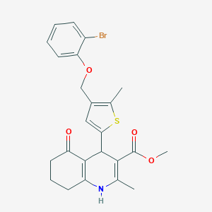 molecular formula C24H24BrNO4S B454848 Methyl 4-{4-[(2-bromophenoxy)methyl]-5-methyl-2-thienyl}-2-methyl-5-oxo-1,4,5,6,7,8-hexahydro-3-quinolinecarboxylate 