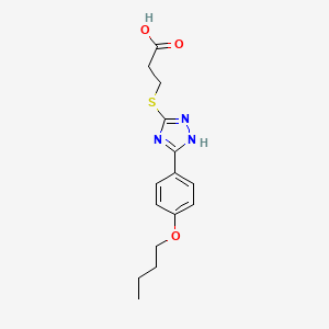 molecular formula C15H19N3O3S B4548498 3-{[5-(4-butoxyphenyl)-4H-1,2,4-triazol-3-yl]thio}propanoic acid 