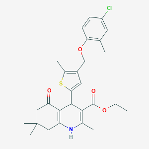 molecular formula C28H32ClNO4S B454856 Ethyl 4-{4-[(4-chloro-2-methylphenoxy)methyl]-5-methyl-2-thienyl}-2,7,7-trimethyl-5-oxo-1,4,5,6,7,8-hexahydro-3-quinolinecarboxylate 