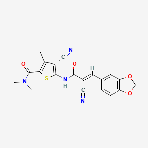 molecular formula C20H16N4O4S B4548568 5-{[3-(1,3-benzodioxol-5-yl)-2-cyanoacryloyl]amino}-4-cyano-N,N,3-trimethyl-2-thiophenecarboxamide 