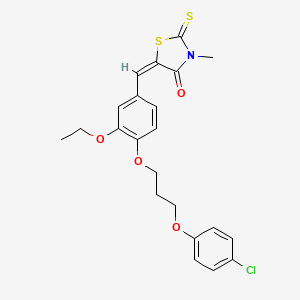 molecular formula C22H22ClNO4S2 B4548619 (5E)-5-[[4-[3-(4-chlorophenoxy)propoxy]-3-ethoxyphenyl]methylidene]-3-methyl-2-sulfanylidene-1,3-thiazolidin-4-one 