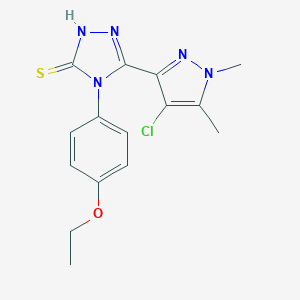 molecular formula C15H16ClN5OS B454864 5-(4-chloro-1,5-dimethyl-1H-pyrazol-3-yl)-4-(4-ethoxyphenyl)-4H-1,2,4-triazole-3-thiol 