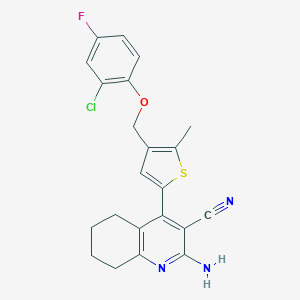 molecular formula C22H19ClFN3OS B454865 2-Amino-4-{4-[(2-chloro-4-fluorophenoxy)methyl]-5-methylthiophen-2-yl}-5,6,7,8-tetrahydroquinoline-3-carbonitrile 