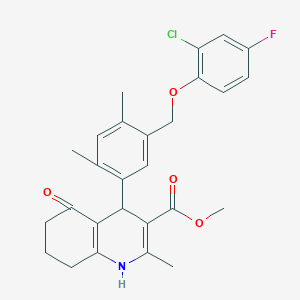 molecular formula C27H27ClFNO4 B454867 Methyl 4-{5-[(2-chloro-4-fluorophenoxy)methyl]-2,4-dimethylphenyl}-2-methyl-5-oxo-1,4,5,6,7,8-hexahydro-3-quinolinecarboxylate 