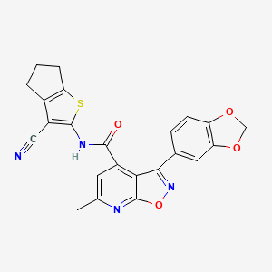 3-(1,3-BENZODIOXOL-5-YL)-N-(3-CYANO-5,6-DIHYDRO-4H-CYCLOPENTA[B]THIOPHEN-2-YL)-6-METHYLISOXAZOLO[5,4-B]PYRIDINE-4-CARBOXAMIDE