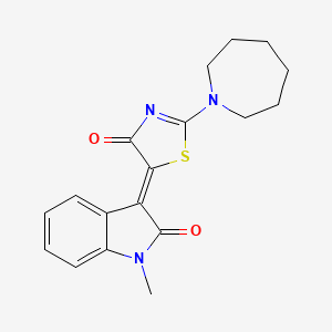 molecular formula C18H19N3O2S B4548748 3-[2-(1-azepanyl)-4-oxo-1,3-thiazol-5(4H)-ylidene]-1-methyl-1,3-dihydro-2H-indol-2-one 