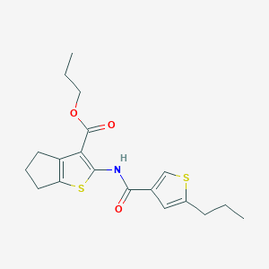 molecular formula C19H23NO3S2 B454877 propyl 2-{[(5-propyl-3-thienyl)carbonyl]amino}-5,6-dihydro-4H-cyclopenta[b]thiophene-3-carboxylate 