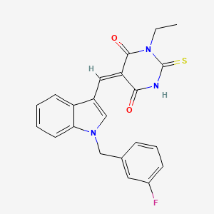 (5E)-1-ethyl-5-[[1-[(3-fluorophenyl)methyl]indol-3-yl]methylidene]-2-sulfanylidene-1,3-diazinane-4,6-dione