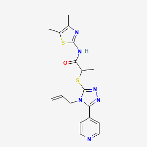 molecular formula C18H20N6OS2 B4548801 N-(4,5-dimethyl-1,3-thiazol-2-yl)-2-{[4-(prop-2-en-1-yl)-5-(pyridin-4-yl)-4H-1,2,4-triazol-3-yl]sulfanyl}propanamide 