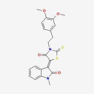 (3Z)-3-{3-[2-(3,4-dimethoxyphenyl)ethyl]-4-oxo-2-thioxo-1,3-thiazolidin-5-ylidene}-1-methyl-1,3-dihydro-2H-indol-2-one