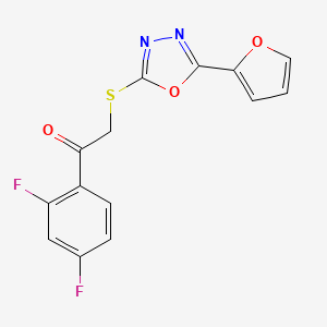 molecular formula C14H8F2N2O3S B4548847 1-(2,4-DIFLUOROPHENYL)-2-{[5-(2-FURYL)-1,3,4-OXADIAZOL-2-YL]SULFANYL}-1-ETHANONE 