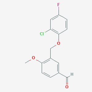 molecular formula C15H12ClFO3 B454888 3-[(2-Chloro-4-fluorophenoxy)methyl]-4-methoxybenzaldehyde CAS No. 438220-87-2