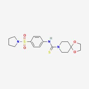 molecular formula C18H25N3O4S2 B4548890 N-[4-(1-pyrrolidinylsulfonyl)phenyl]-1,4-dioxa-8-azaspiro[4.5]decane-8-carbothioamide 