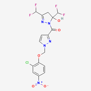 molecular formula C16H12ClF4N5O5 B4548947 [3,5-bis(difluoromethyl)-5-hydroxy-4,5-dihydro-1H-pyrazol-1-yl]{1-[(2-chloro-4-nitrophenoxy)methyl]-1H-pyrazol-3-yl}methanone 