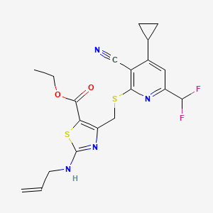 ETHYL 2-(ALLYLAMINO)-4-({[3-CYANO-4-CYCLOPROPYL-6-(DIFLUOROMETHYL)-2-PYRIDYL]SULFANYL}METHYL)-1,3-THIAZOLE-5-CARBOXYLATE