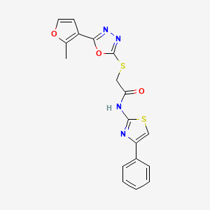 molecular formula C18H14N4O3S2 B4548961 2-{[5-(2-methyl-3-furyl)-1,3,4-oxadiazol-2-yl]thio}-N-(4-phenyl-1,3-thiazol-2-yl)acetamide 