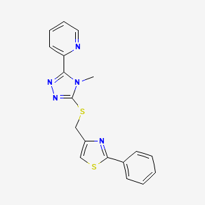 molecular formula C18H15N5S2 B4549056 4-({[4-METHYL-5-(2-PYRIDYL)-4H-1,2,4-TRIAZOL-3-YL]SULFANYL}METHYL)-2-PHENYL-1,3-THIAZOLE 