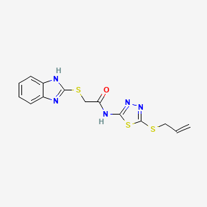 molecular formula C14H13N5OS3 B4549062 N-[5-(allylthio)-1,3,4-thiadiazol-2-yl]-2-(1H-benzimidazol-2-ylthio)acetamide 