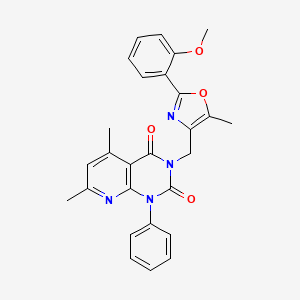 3-{[2-(2-METHOXYPHENYL)-5-METHYL-1,3-OXAZOL-4-YL]METHYL}-5,7-DIMETHYL-1-PHENYL-1H,2H,3H,4H-PYRIDO[2,3-D]PYRIMIDINE-2,4-DIONE