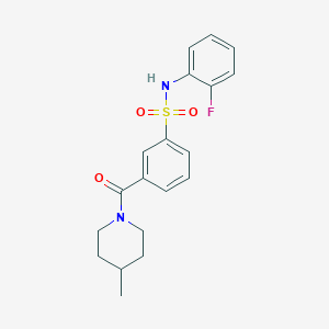 molecular formula C19H21FN2O3S B4549132 N-(2-fluorophenyl)-3-[(4-methyl-1-piperidinyl)carbonyl]benzenesulfonamide 