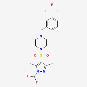 molecular formula C18H21F5N4O2S B4549140 1-{[1-(difluoromethyl)-3,5-dimethyl-1H-pyrazol-4-yl]sulfonyl}-4-[3-(trifluoromethyl)benzyl]piperazine 