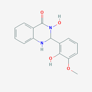 molecular formula C15H14N2O4 B454915 3-羟基-2-(2-羟基-3-甲氧基苯基)-1,2-二氢喹唑啉-4-酮 