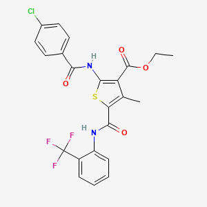 molecular formula C23H18ClF3N2O4S B4549170 Ethyl 2-(4-chlorobenzamido)-4-methyl-5-{[2-(trifluoromethyl)phenyl]carbamoyl}thiophene-3-carboxylate 