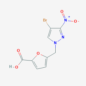 molecular formula C9H6BrN3O5 B454918 5-[(4-bromo-3-nitro-1H-pyrazol-1-yl)methyl]furan-2-carboxylic acid CAS No. 512809-85-7