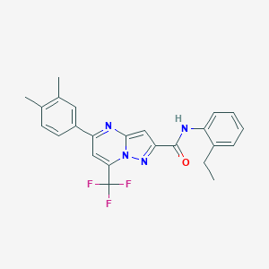 molecular formula C24H21F3N4O B454923 5-(3,4-dimethylphenyl)-N-(2-ethylphenyl)-7-(trifluoromethyl)pyrazolo[1,5-a]pyrimidine-2-carboxamide 