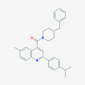 molecular formula C32H34N2O B454925 4-[(4-Benzyl-1-piperidinyl)carbonyl]-2-(4-isopropylphenyl)-6-methylquinoline 