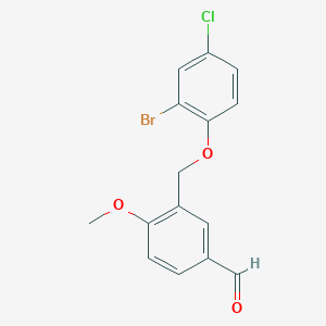 molecular formula C15H12BrClO3 B454926 3-[(2-溴-4-氯苯氧基)甲基]-4-甲氧基苯甲醛 CAS No. 438219-59-1