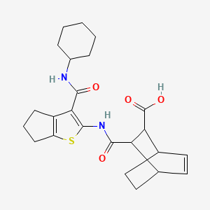 molecular formula C24H30N2O4S B4549307 3-[({3-[(CYCLOHEXYLAMINO)CARBONYL]-5,6-DIHYDRO-4H-CYCLOPENTA[B]THIOPHEN-2-YL}AMINO)CARBONYL]BICYCLO[2.2.2]OCT-5-ENE-2-CARBOXYLIC ACID 