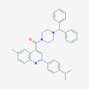 molecular formula C37H37N3O B454931 [4-(Diphenylmethyl)piperazin-1-yl]{6-methyl-2-[4-(propan-2-yl)phenyl]quinolin-4-yl}methanone 