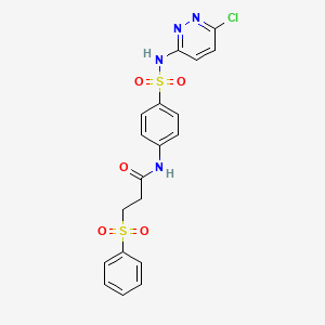 molecular formula C19H17ClN4O5S2 B4549312 N~1~-(4-{[(6-CHLORO-3-PYRIDAZINYL)AMINO]SULFONYL}PHENYL)-3-(PHENYLSULFONYL)PROPANAMIDE 