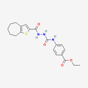 molecular formula C20H23N3O4S B4549370 ethyl 4-({[2-(5,6,7,8-tetrahydro-4H-cyclohepta[b]thien-2-ylcarbonyl)hydrazino]carbonyl}amino)benzoate 