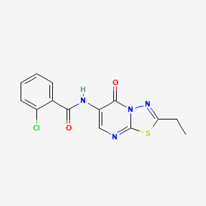 molecular formula C14H11ClN4O2S B4549417 2-CHLORO-N-{2-ETHYL-5-OXO-5H-[1,3,4]THIADIAZOLO[3,2-A]PYRIMIDIN-6-YL}BENZAMIDE 