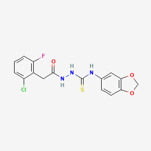 molecular formula C16H13ClFN3O3S B4549431 N-1,3-benzodioxol-5-yl-2-[(2-chloro-6-fluorophenyl)acetyl]hydrazinecarbothioamide 