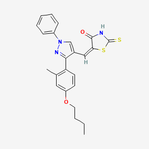 (5E)-5-[[3-(4-butoxy-2-methylphenyl)-1-phenylpyrazol-4-yl]methylidene]-2-sulfanylidene-1,3-thiazolidin-4-one