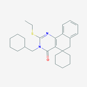 molecular formula C26H34N2OS B4549503 3-(CYCLOHEXYLMETHYL)-2-(ETHYLSULFANYL)-4,6-DIHYDRO-3H-SPIRO[BENZO[H]QUINAZOLINE-5,1'-CYCLOHEXAN]-4-ONE 