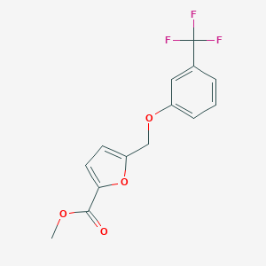 molecular formula C14H11F3O4 B454951 Methyl 5-((3-(trifluoromethyl)phenoxy)methyl)furan-2-carboxylate CAS No. 438218-32-7