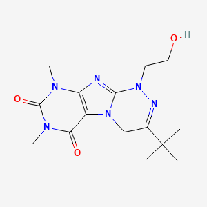 molecular formula C15H22N6O3 B4549515 3-(tert-butyl)-1-(2-hydroxyethyl)-7,9-dimethyl-7,9-dihydro-[1,2,4]triazino[3,4-f]purine-6,8(1H,4H)-dione 