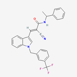 molecular formula C28H22F3N3O B4549538 (2E)-2-cyano-N-(1-phenylethyl)-3-{1-[3-(trifluoromethyl)benzyl]-1H-indol-3-yl}prop-2-enamide 