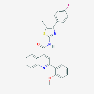 molecular formula C27H20FN3O2S B454957 N-[4-(4-fluorophenyl)-5-methyl-1,3-thiazol-2-yl]-2-(2-methoxyphenyl)quinoline-4-carboxamide 