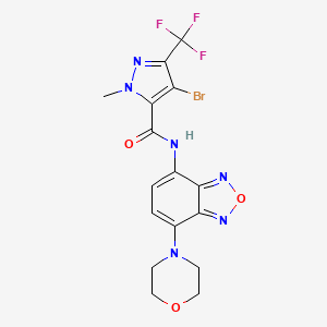 molecular formula C16H14BrF3N6O3 B4549579 4-BROMO-1-METHYL-N-(7-MORPHOLINO-2,1,3-BENZOXADIAZOL-4-YL)-3-(TRIFLUOROMETHYL)-1H-PYRAZOLE-5-CARBOXAMIDE 