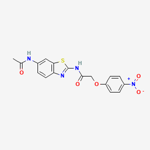 molecular formula C17H14N4O5S B4549592 N-[6-(acetylamino)-1,3-benzothiazol-2-yl]-2-(4-nitrophenoxy)acetamide 