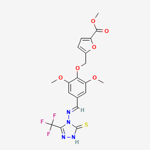 METHYL 5-{[2,6-DIMETHOXY-4-({[3-SULFANYL-5-(TRIFLUOROMETHYL)-4H-1,2,4-TRIAZOL-4-YL]IMINO}METHYL)PHENOXY]METHYL}-2-FUROATE